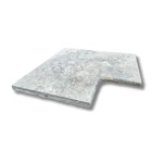 Trawertyn 3 cm Kamień brzegowy Silver Greige Ash | Obrzeża do basenu Bullnose narożnik