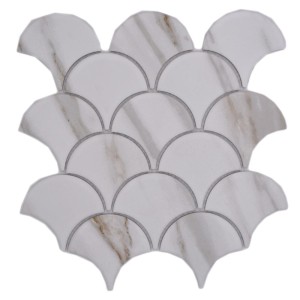 Mozaika ceramiczna Biała Calacatta Gold Rybia Łuska 25,9×27,3×0,7 cm